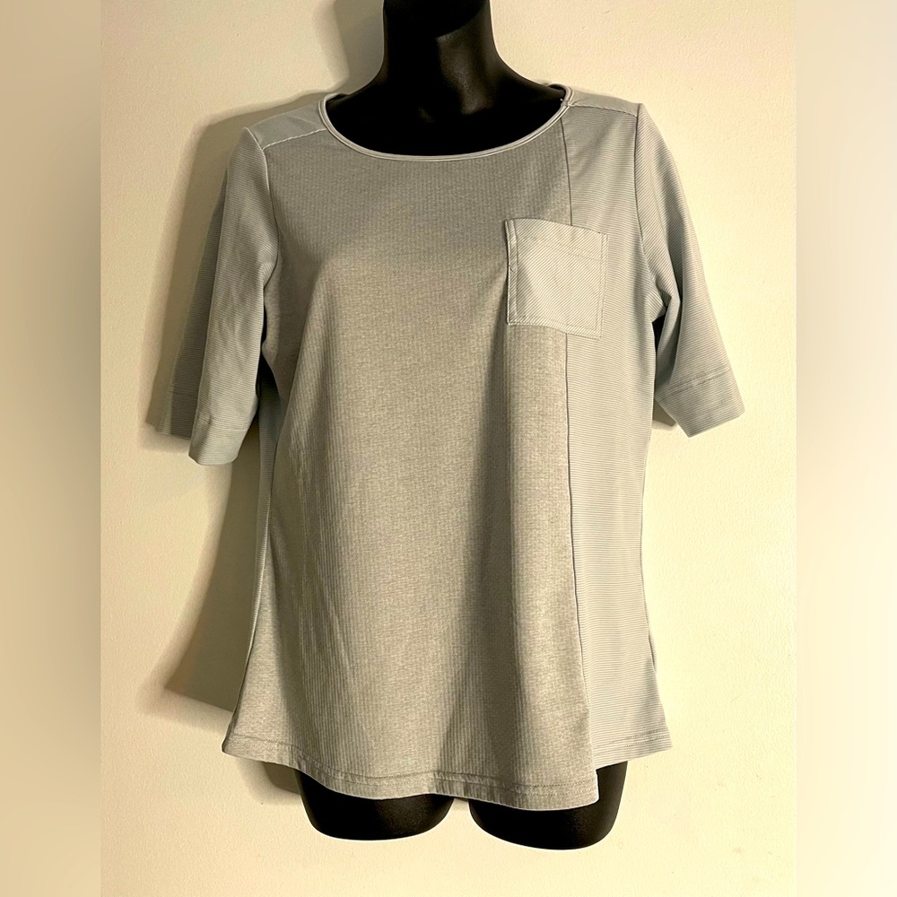 Prana Women's Shirt Short Sleeve One Pocket Multi Pattern Size M Lilac Grey